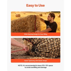 Round Bale Hay Net, 5.91 ft, 1.5 in Holes, PE, Knotless, Slow Feeder for Horses