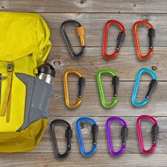 10 Pack Aluminum D Ring Key Rings Clips Locking Carabiner for Camping Fishing