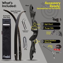 SAMICK 64″ Discovery Archery Recurve Bow – ILF CNC Riser – Wood Core Carbon ILF