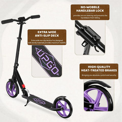 Kick Scooter for Ages 6+, Kids, Teens & Adults, 240 LB Max Load, Foldable, 8-Inc