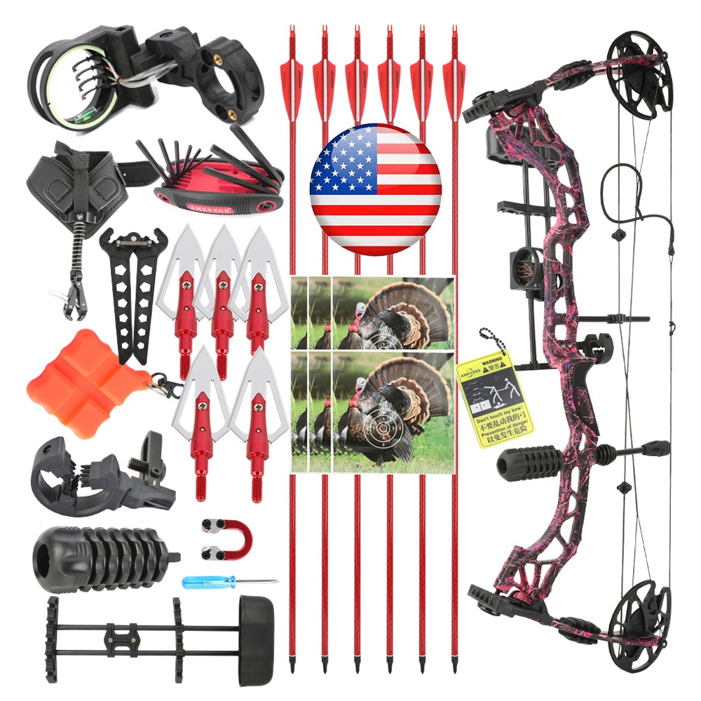 Compound Bow Hunting Kit 35-70LBS Adjustable 16-30″ Draw Length Hunting Target