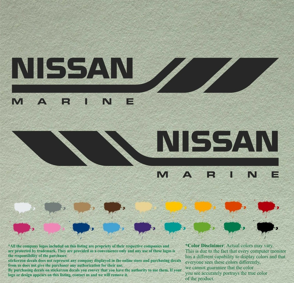 Nissan Marine V1 Set Pair of Boat Outboard Decals Vinyl Stickers Motor Lot of 2