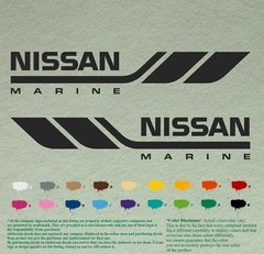 Nissan Marine V1 Set Pair of Boat Outboard Decals Vinyl Stickers Motor Lot of 2