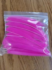 5 inch Feathers Right Wing Parabolic Cut 100 pack Pink