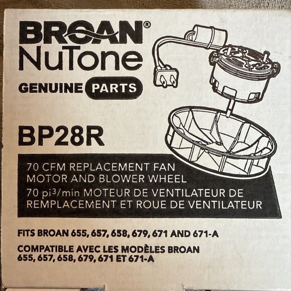 Broan-NuTone BP28R Genuine Replacement Motor/Wheel for 70 CFM Bathroom Fans
