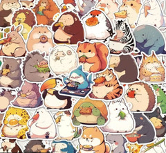 50 Pack of Chubby Animal Stickers for Laptop/Water Bottle/Phone Case/Tablet/iPad