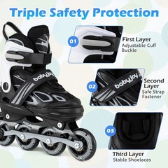Kids’ Inline Skates for Boys Girls Ages 5-7, 4 Sizes Adjustable Blade Roller