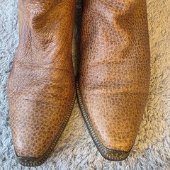 Vintage Dingo Womens Western Cowboy Boots Tan Leather Pointed Toe Brass Heel 8.5