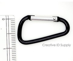 NEW 1-7/8″ BLACK CARABINER D-RING SPRING BELT CLIP KEY CHAIN ALUMINUM HOOK