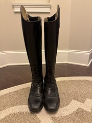 Ariat Monaco Tall Field Boots, 6B, Slim Calf, Medium Height, Black-Show Quality
