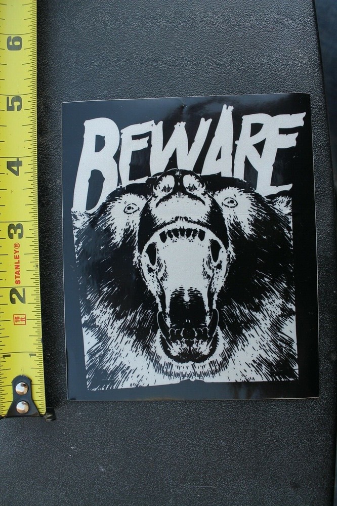 Beware Bear Grizzly Griptape Hesh Punk Rock Z34A Vintage Skateboarding STICKER