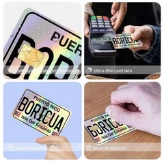 HOLOGRAPHIC REFLECTIVE BORICUA PUERTO RICO License Plate Skin Sticker Cover Set