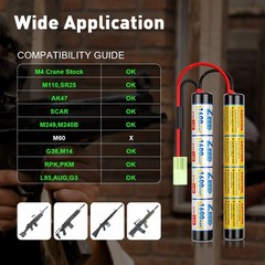 2x Zeee 9.6V Airsoft Battery 1600mAh NiMH Battery with Mini Tamiya Connector