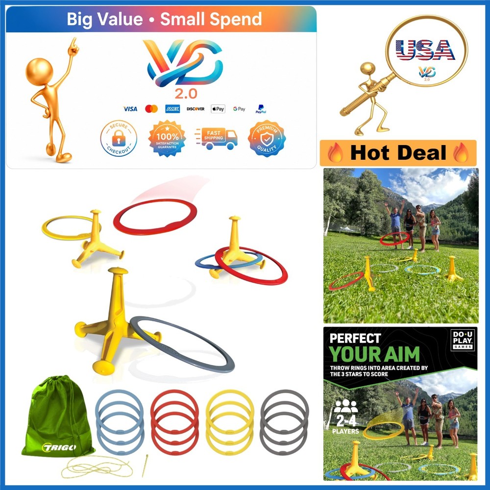 Trigo Portable Ring Toss Game for Kids & Adults Indoor Outdoor Fun Portable Y…