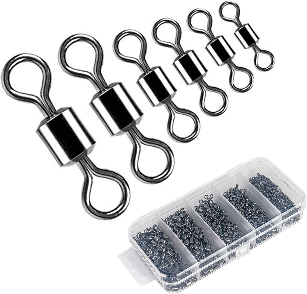 200pcs Barrel Fishing Swivels Stainless Steel Connector Saltwater Freshwater