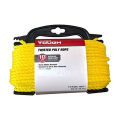 Polypropylene Twisted Rope 1/4in 100ft Strong Flexible Floats Mildew Resistant