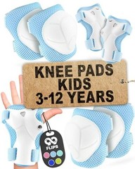 99FLIPS 6pcs Complete Set 3-12 Years- Knee Pads Elbow XS – 3-8 Years LIGHT BLUE