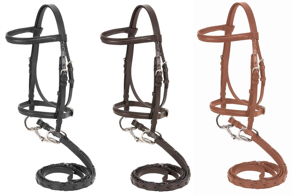 Miniature Horse English Bridle and Reins – Leather – Black – Brown – Chestnut