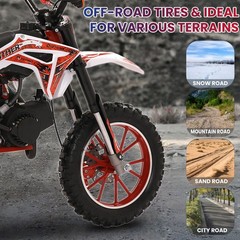 NEW 49cc 2-Stroke Kids Dirt Bike – Gas-Powered Off-Road Mini Motorcycle (Red)