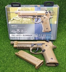 Umarex Beretta M9A3 .177 CO2 BB Semi/Full Auto Air Pistol, 330FPS, Tan – 2253024