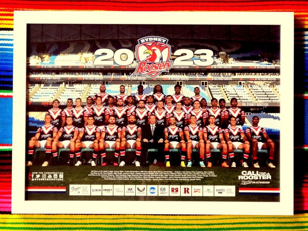 Framed 2023 SYDNEY ROOSTERS NRL Poster – 45cm x 32cm x 3cm