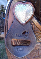 SIMCO Western Show / Parade Saddle- 15″ -SILVER HEARTS- Tooled Design -STUNNING!