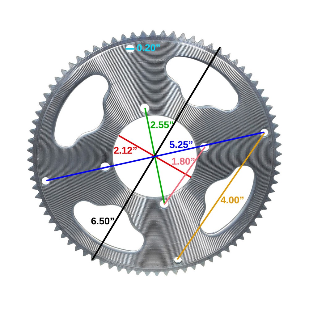 #25 Chain Sprocket – 80 Tooth – 2-9/16″ Mounting Hole Circle (x4 Holes)