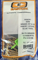 12- Easton HIT 5mm Axis/Full Metal Jacket Brass Arrow Insert Kit! 50-75 Grains