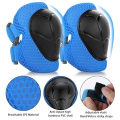 6PCS Kids Protective Gear Set, Knee Pads for Kids 3-14 Years S(3-10years) Blue
