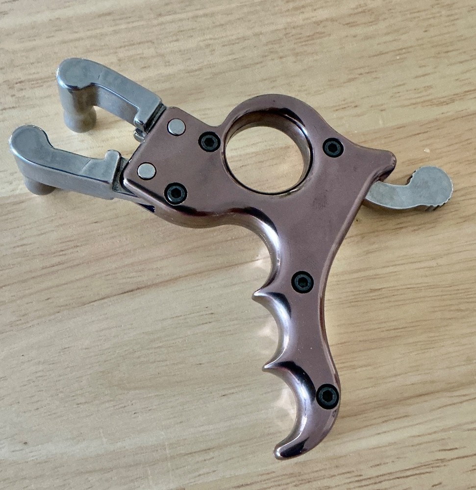 Silver Stainless Steel Hand-Held 4 Finger Trigger Sling Shot Release Aid 6-16mm