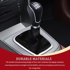 Car Shift Boot Cover, Stick Shift Cover, Suede Leather Manual Black Purple