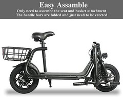 FOLDABLE ELECTRIC SCOOTER ADULT LONG RANGE E-SCOOTER WITH SEAT & CARRY BASKET