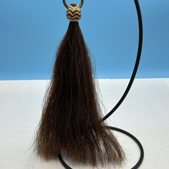 13” Horsehair Shoofly Round Striped Rawhide Knot Brass Ring Chestnut Sorrel