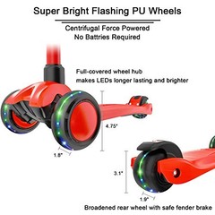 Kick Scooter B03 – Lean ‘N Glide 3-Wheel Push Scooter with Extra Wide PU Red