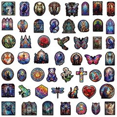 25Pcs Random Gothic Stained Glass Religious Art Waterproof Stickers