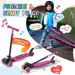 Wefaith Kick Scooter For Kids 3-7 Ages – Light Up 3 Wheel