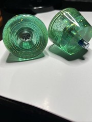 Clear Green Quad Skate Toe Stops with Gold Glitter 5/16th