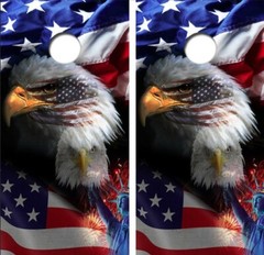 Patriotic Eagle Flag Liberty Cornhole Board Wraps FREE LAMINATION #4149