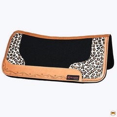 Hilason Western Wool Felt Gel Horse Saddle Pad With Leopard Print Leather