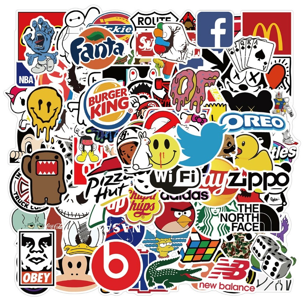 100 PCS Stickers Bomb Vinyl Skateboard Guitar Luggage Pack Brand Logo Decal