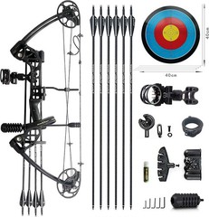 Right Hand Black Compound Bow 0-70 Lbs Adjustable 320 FPS Hunting Package