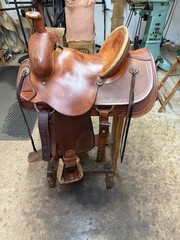 Corriente 15” Ranch Roping Saddle Basketweave Tooled Leather w/ Back Cinch