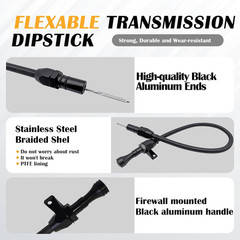 700R4 4L60E 4L80E Trans Flexable Stainless Braided Hose Dipstick Compatible with