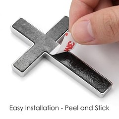 4 Pack Metal Christian Cross Car Emblems – 3D Self-Adhesive Waterproof Decals