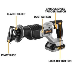 Cordless Reciprocating Saw: DEKOPRO 20V Lithium Ion Power Reciprocating Saw w…