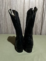 Vtg 80s Durango Black Leather Western Cowboy Boots Mens 10.5 Pull On