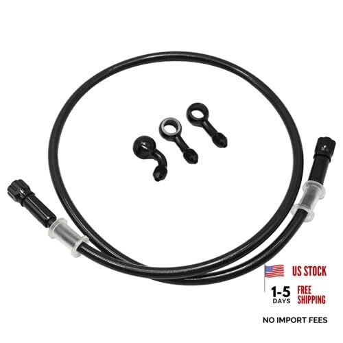AN3 28 90 Degree M10 Aluminum Nylon Braided Motorcycle Brake Hose 60cm/23.6″
