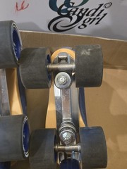Candi Girl CARLIN Brushed Suede Electric Blue Quad Roller Skates, Size 6 Derby