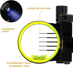 5 Pin Compound Bow Sight 4/6/8X Lens 0.019″ Micro Fiber Adjustable Archery Hunt