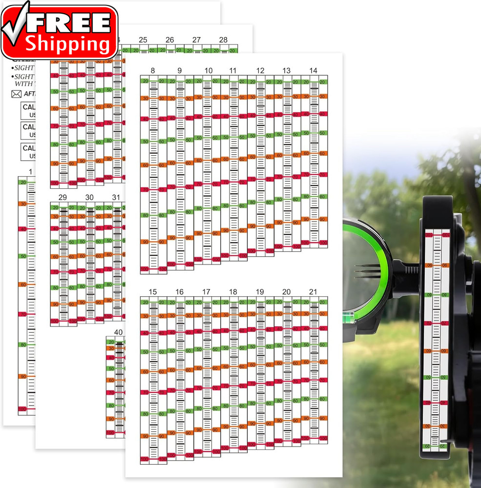 Archery Sight Tape, Sight from 20 to 100/120 Yards, Bow Sight Tape with Calibrat